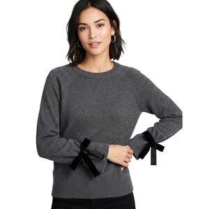 J.Crew Grey Bow Detail Cotton Sweater L